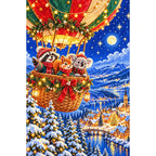 Christmas Animal Hot Air Balloon finished diamond painting