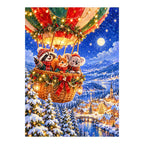 Christmas Animal Hot Air Balloon original artwork