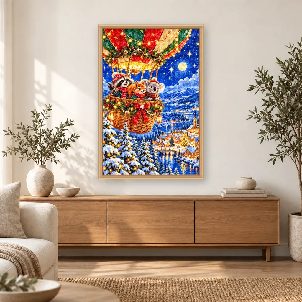 Christmas Animal Hot Air Balloon home decor scene