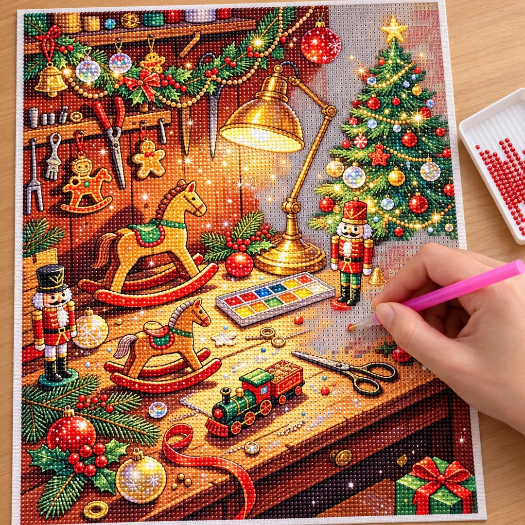 Christmas Toymaker Workbench diamond painting process