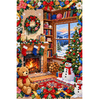 Christmas Fireside Teddy Bear Room finished diamond painting