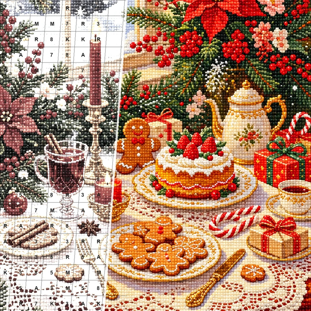 Christmas Gingerbread Tea Table diamond drill detail