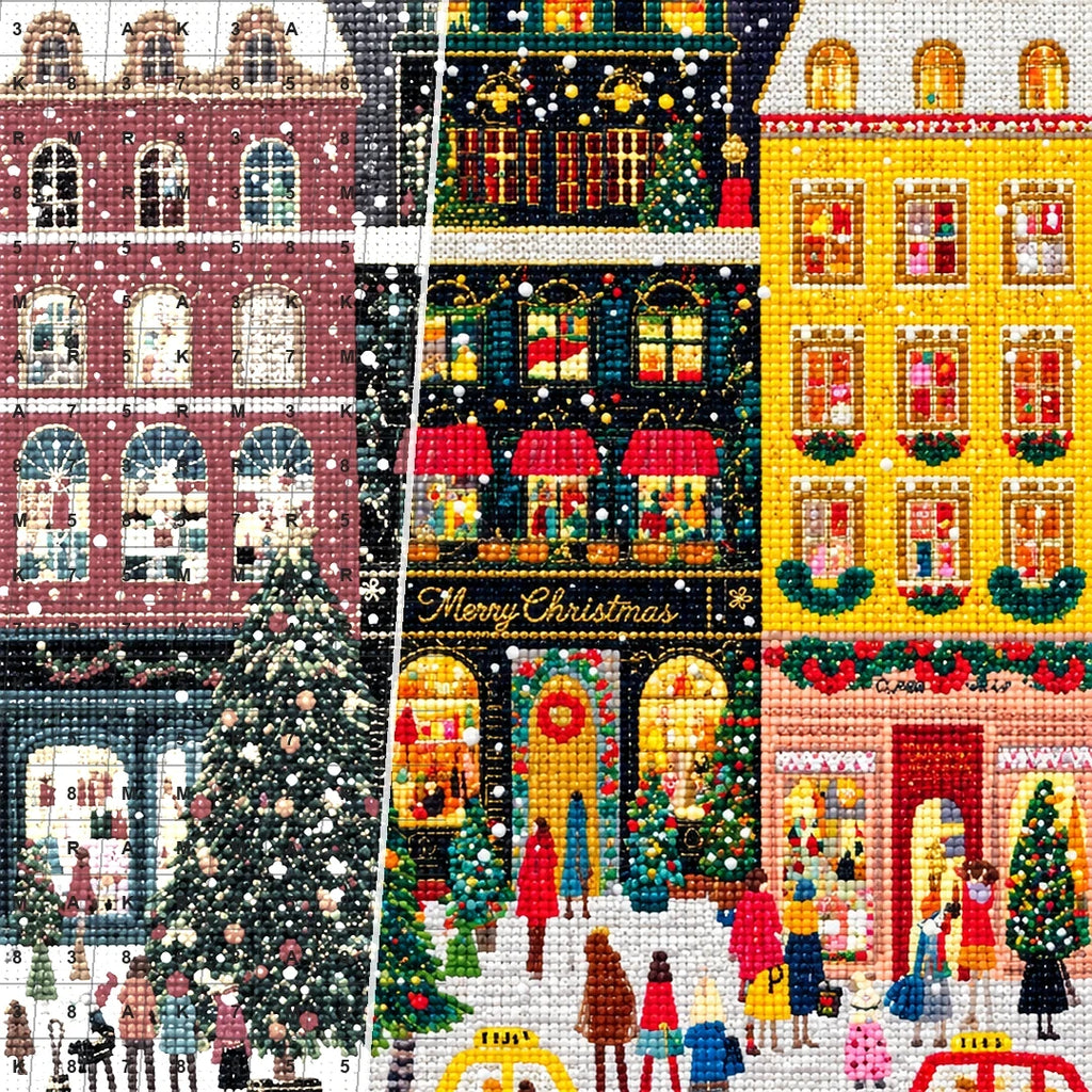 Christmas City Street Shops diamond drill detail