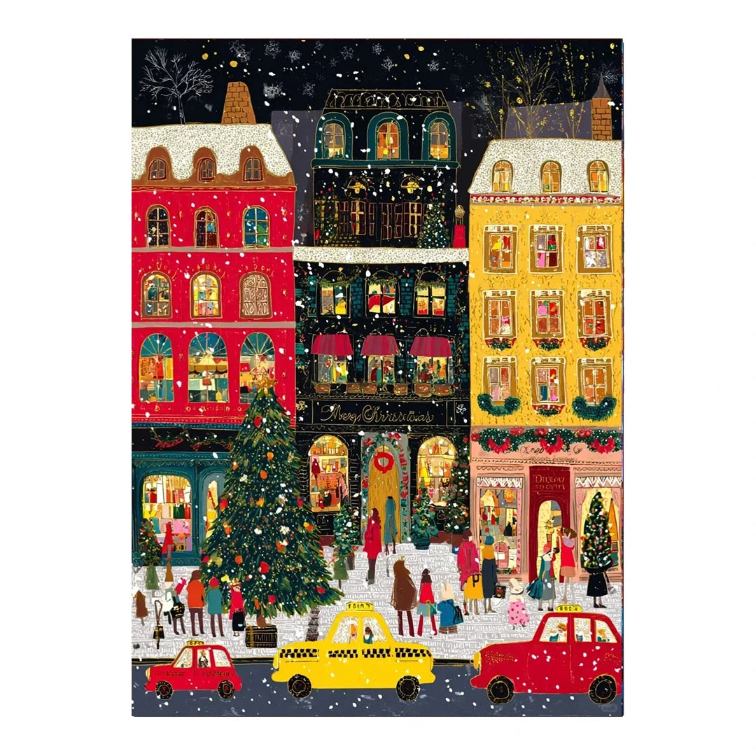 Christmas City Street Shops original artwork