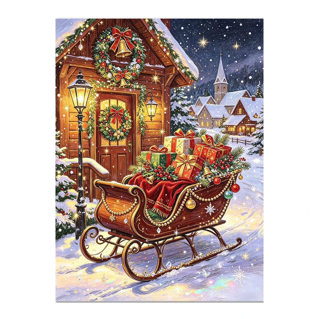 Christmas Gift Sleigh by Cabin original artwork