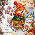 Vintage Christmas Fox Sleigh Ride diamond drill detail