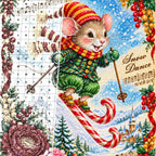 Vintage Christmas Mouse Skiing diamond drill detail