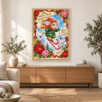Vintage Christmas Mouse Skiing home decor scene