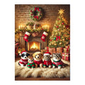 Christmas Pets by Fireplace original artwork