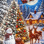 Moonlit Christmas Tree with Reindeer diamond drill detail