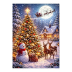 Moonlit Christmas Tree with Reindeer original artwork