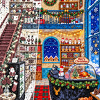 Whimsical Christmas Toy Shop Interior diamond drill detail