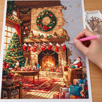 Cozy Stone Christmas Fireplace diamond painting process