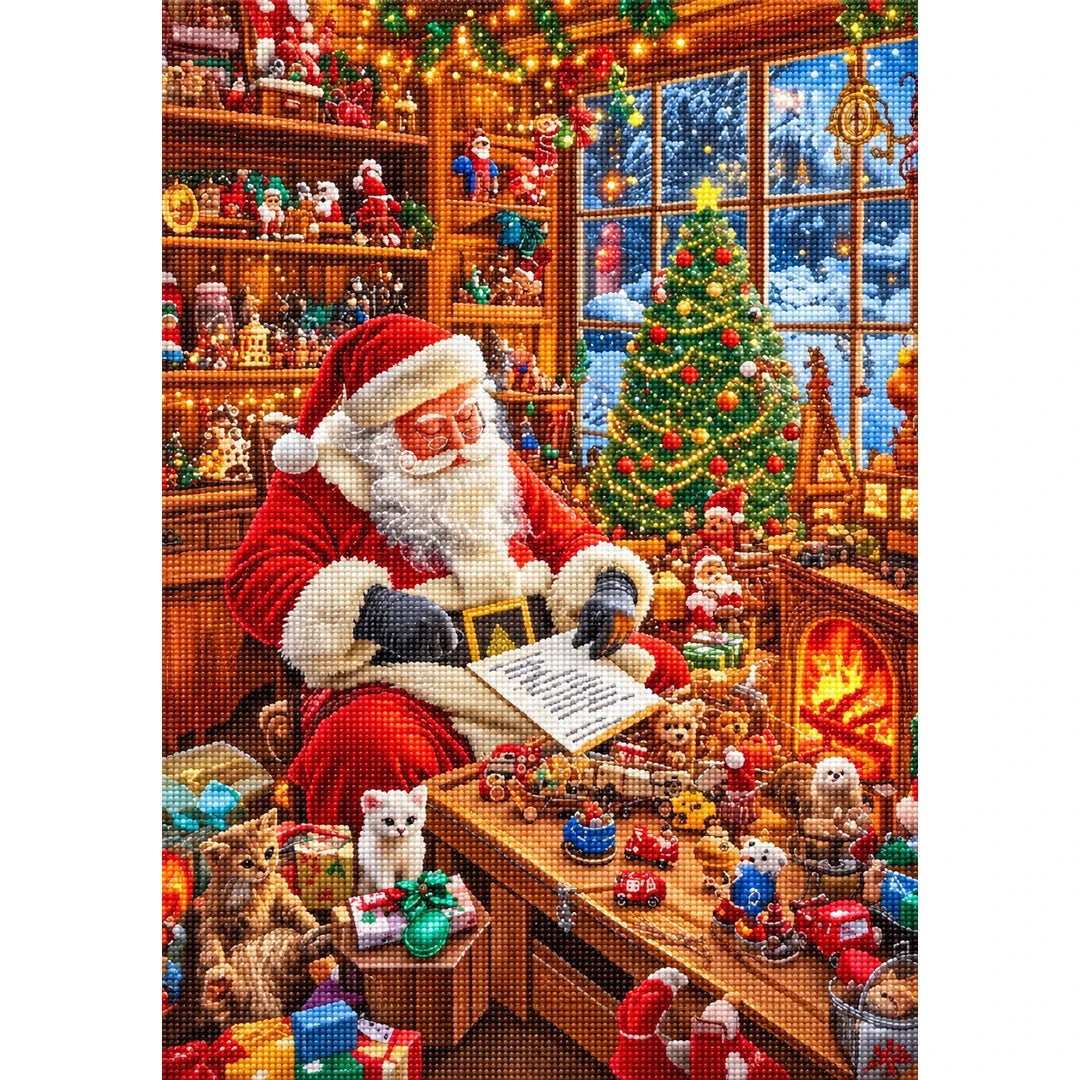 Santa Toymaker Workshop finished diamond painting
