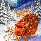 Reindeer Christmas Gift Sleigh diamond drill detail