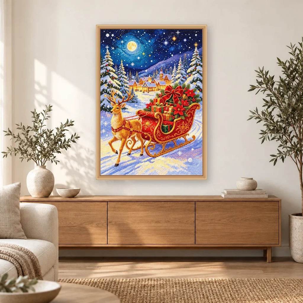 Reindeer Christmas Gift Sleigh home decor scene