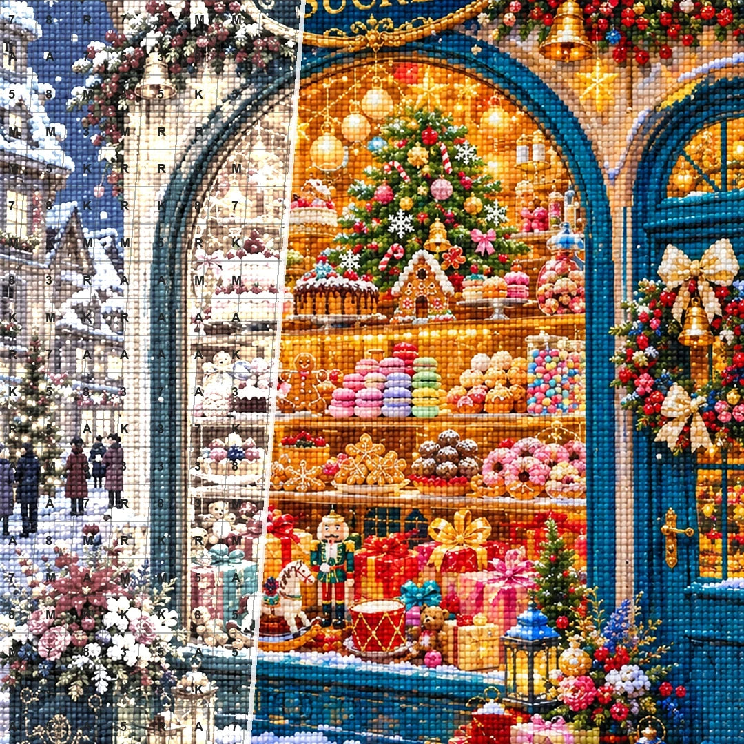 Christmas Patisserie Shop Window diamond drill detail