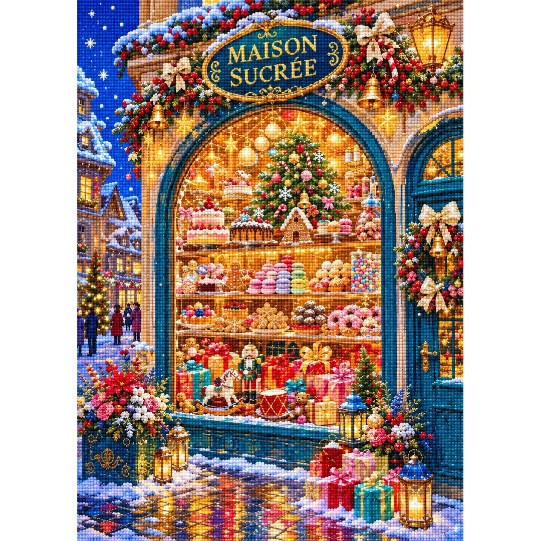 Christmas Patisserie Shop Window finished diamond painting