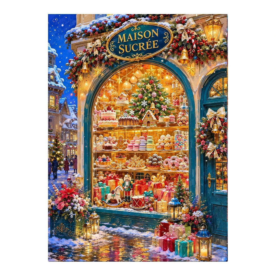 Christmas Patisserie Shop Window original artwork