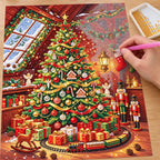 Christmas Tree Gifts and Toy Train diamond painting process