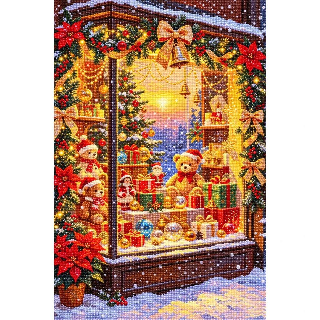 Christmas Toy Shop Window at Sunset finished diamond painting