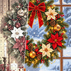 Christmas Wreath by Snowy Window diamond drill detail