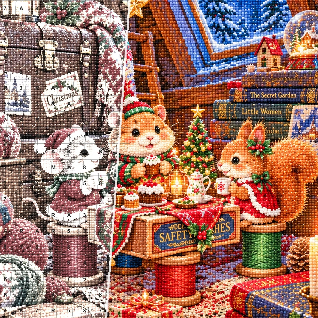 Christmas Animal Sewing Circle diamond drill detail