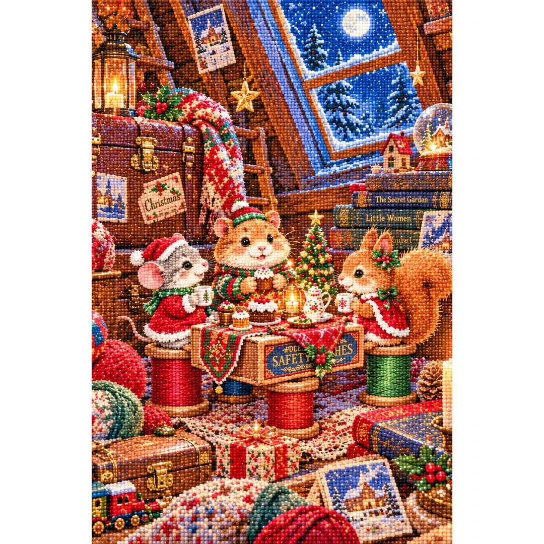 Christmas Animal Sewing Circle finished diamond painting