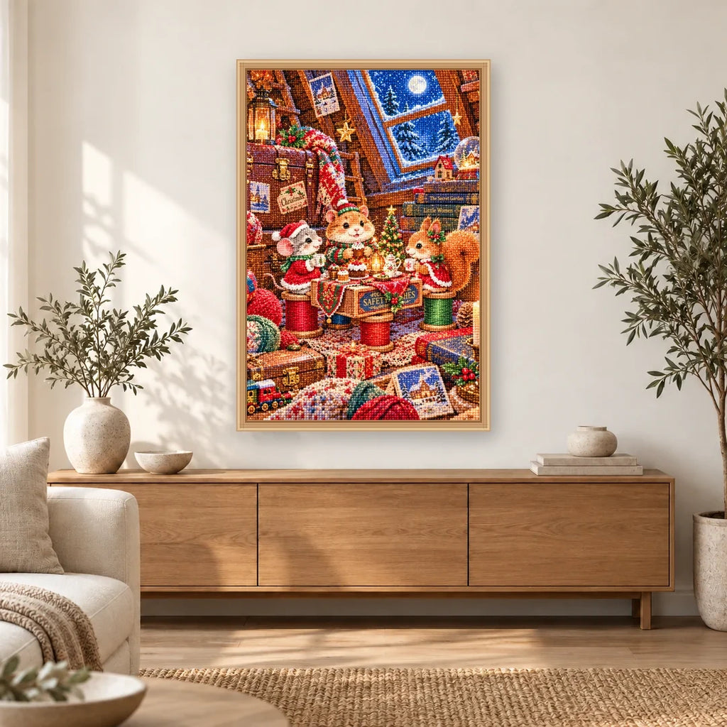 Christmas Animal Sewing Circle home decor scene