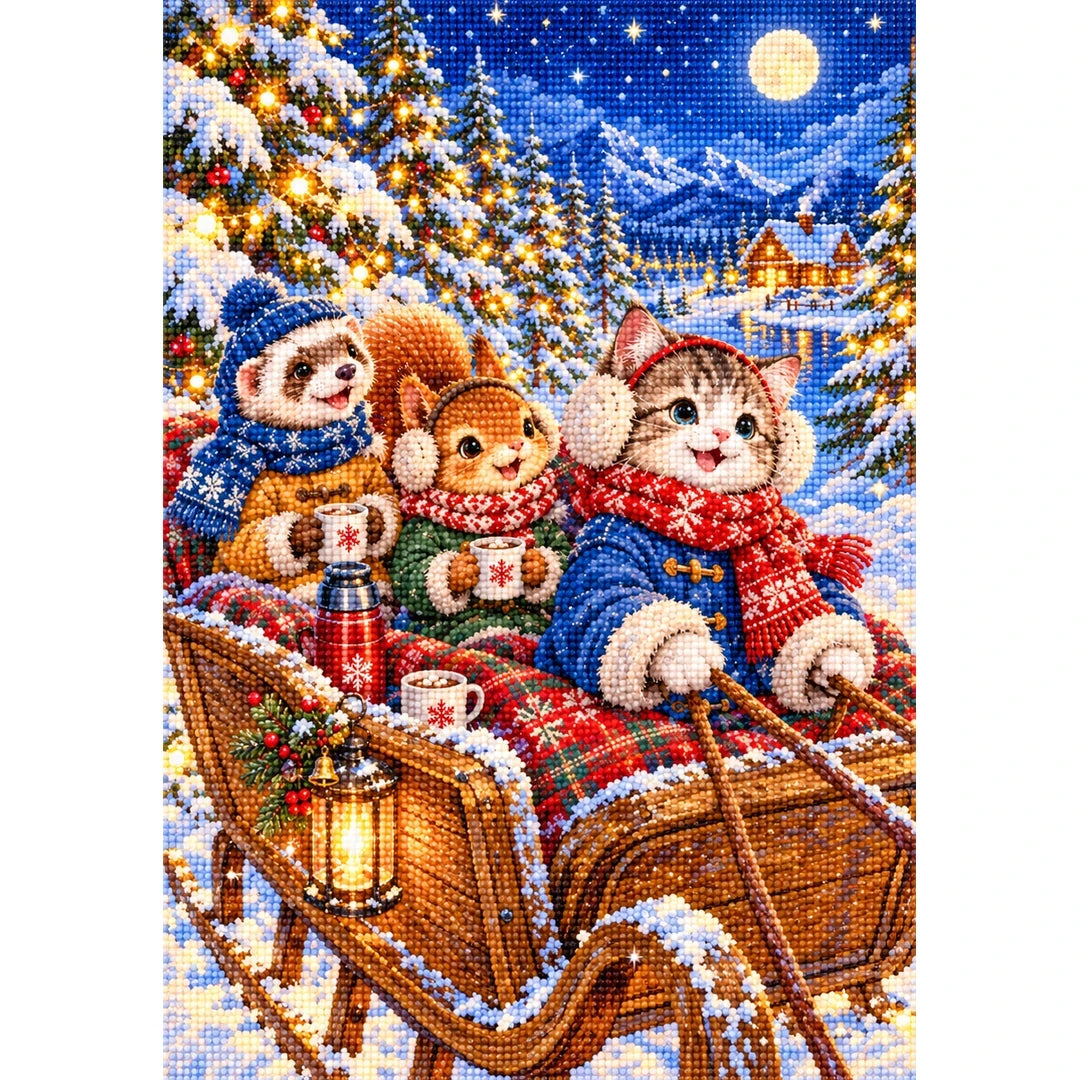 Christmas Animals Winter Picnic finished diamond painting
