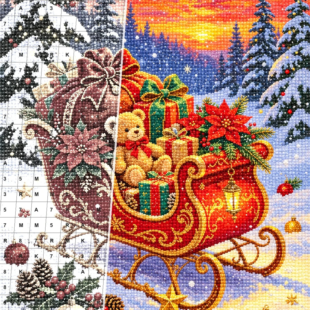 Christmas Gift Sleigh at Sunset diamond drill detail