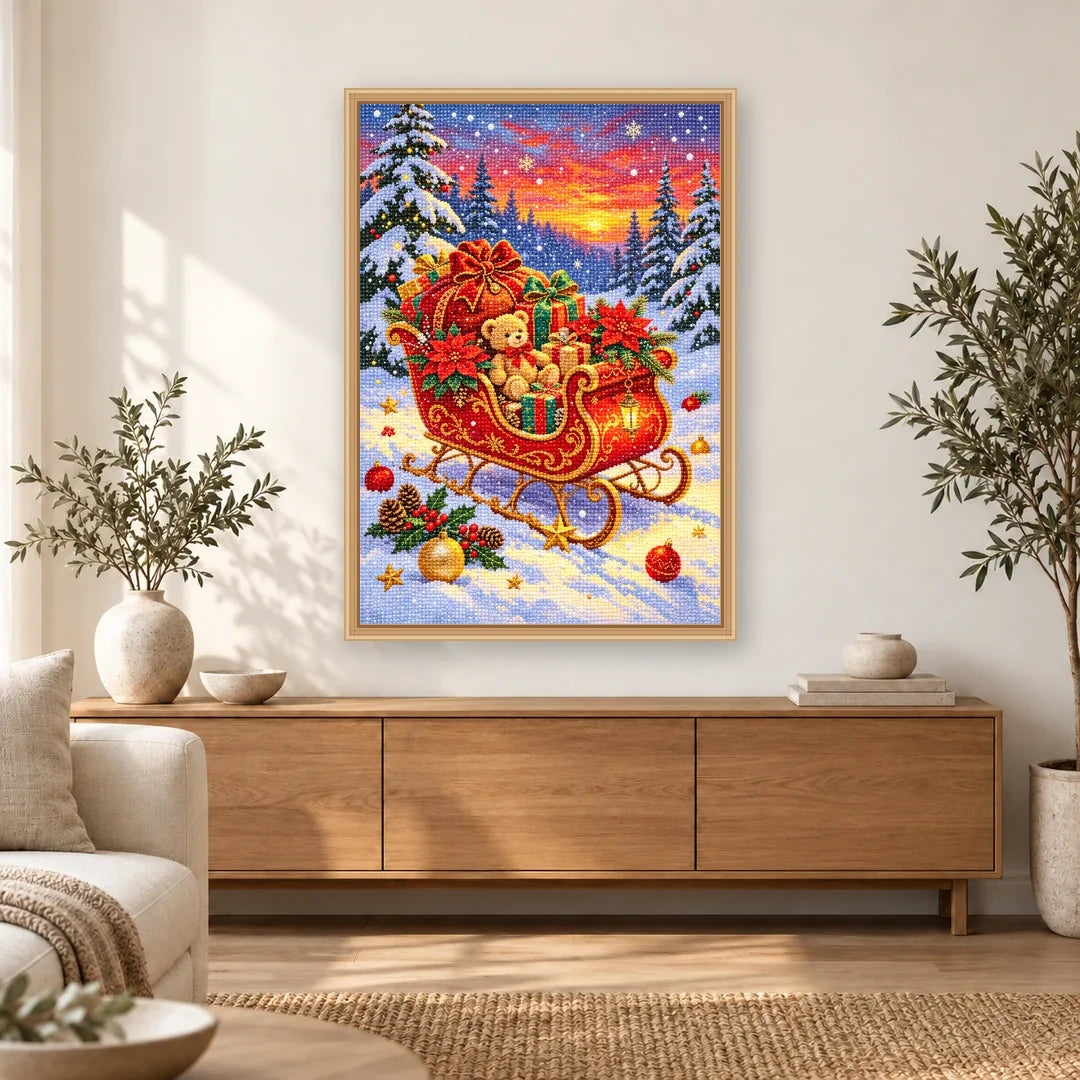 Christmas Gift Sleigh at Sunset home decor scene