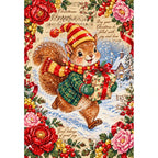 Vintage Christmas Squirrel Carrying Gift finished diamond painting