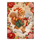 Vintage Christmas Squirrel Carrying Gift original artwork
