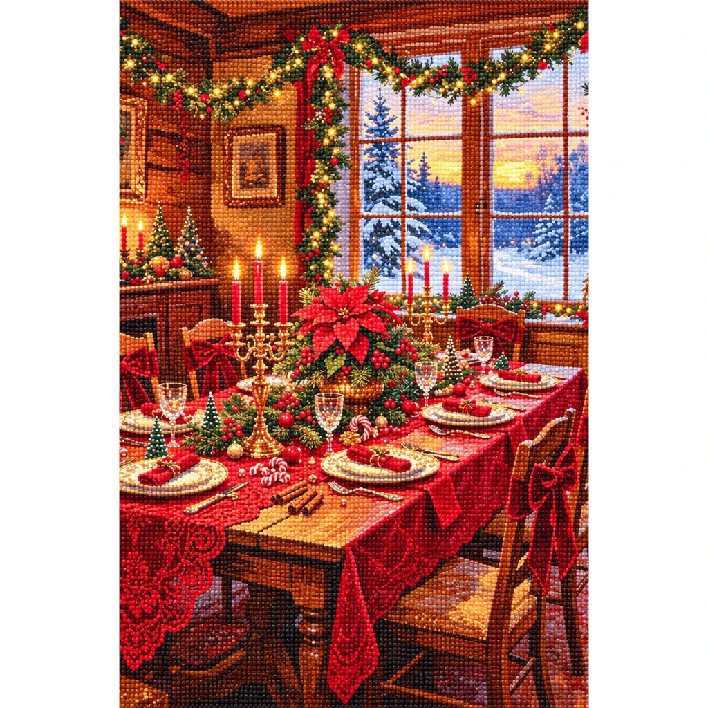 Elegant Christmas Dinner Table finished diamond painting