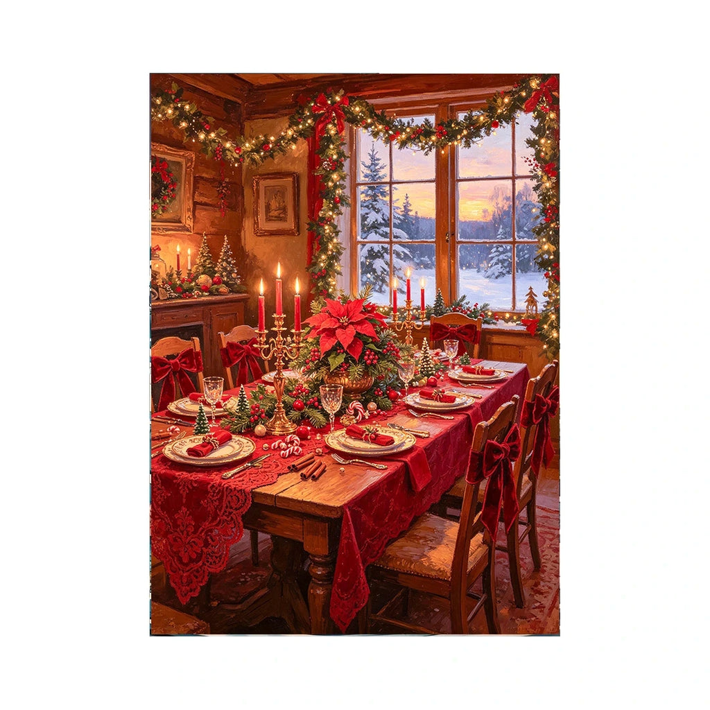 Elegant Christmas Dinner Table original artwork