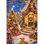 Moonlit Christmas Village Doorway finished diamond painting