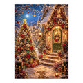 Moonlit Christmas Village Doorway original artwork