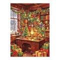 Christmas Library Tree and Gifts original artwork