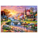 Sunset Riverside Church Diamond Painting Kit