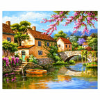 Riverside Village Bridge Diamond Painting Kit