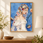 Lace veil bride diamond painting displayed as home decor