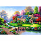 Blooming Lakeside Cottage Diamond Painting Kit