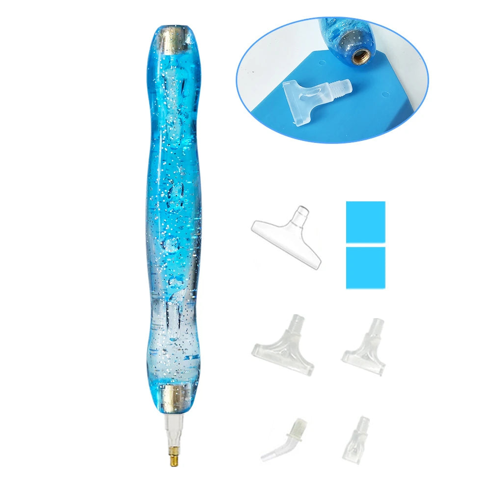 Blue 8PCS diamond painting pen set with interchangeable tips