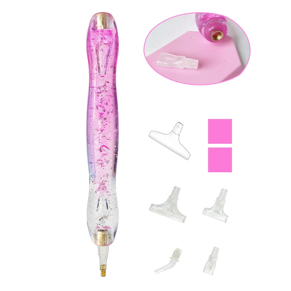 Pink 8PCS diamond painting pen set with interchangeable tips