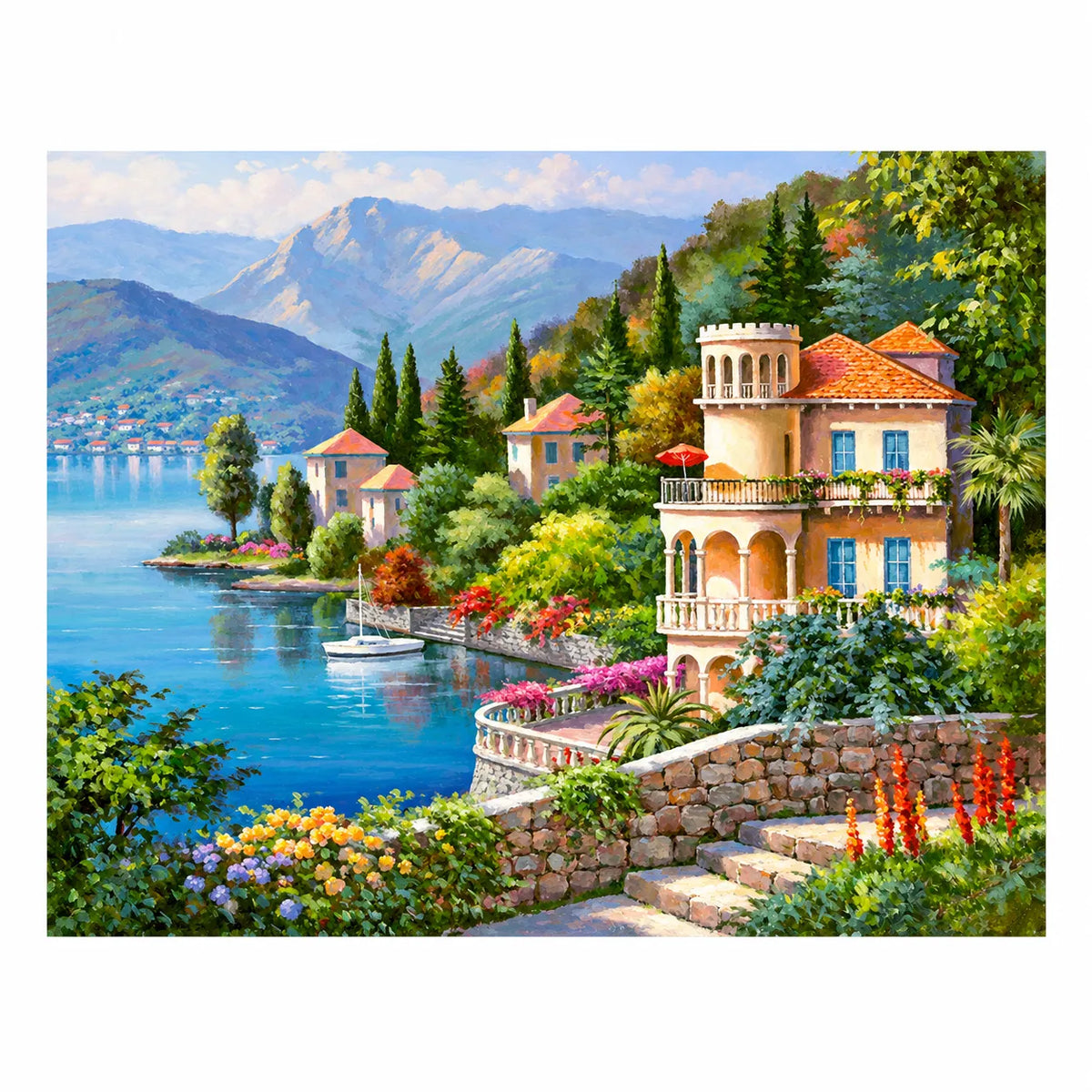 Lake Como Villa Diamond Painting Kit