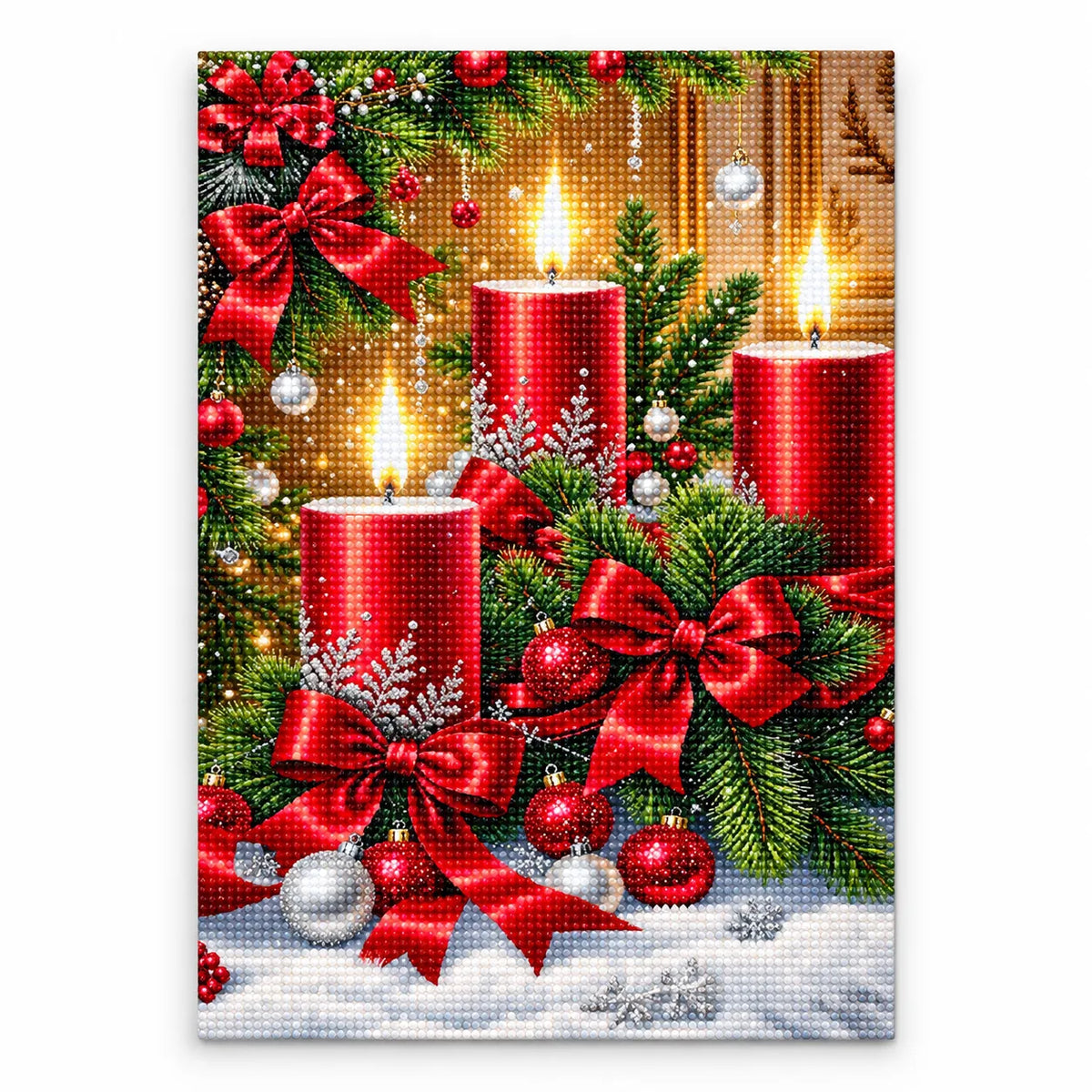 Red Candle Christmas Garland Diamond Painting Kit