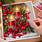 Red Candle Christmas Garland Diamond Painting Kit