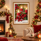 Red Candle Christmas Garland Diamond Painting Kit