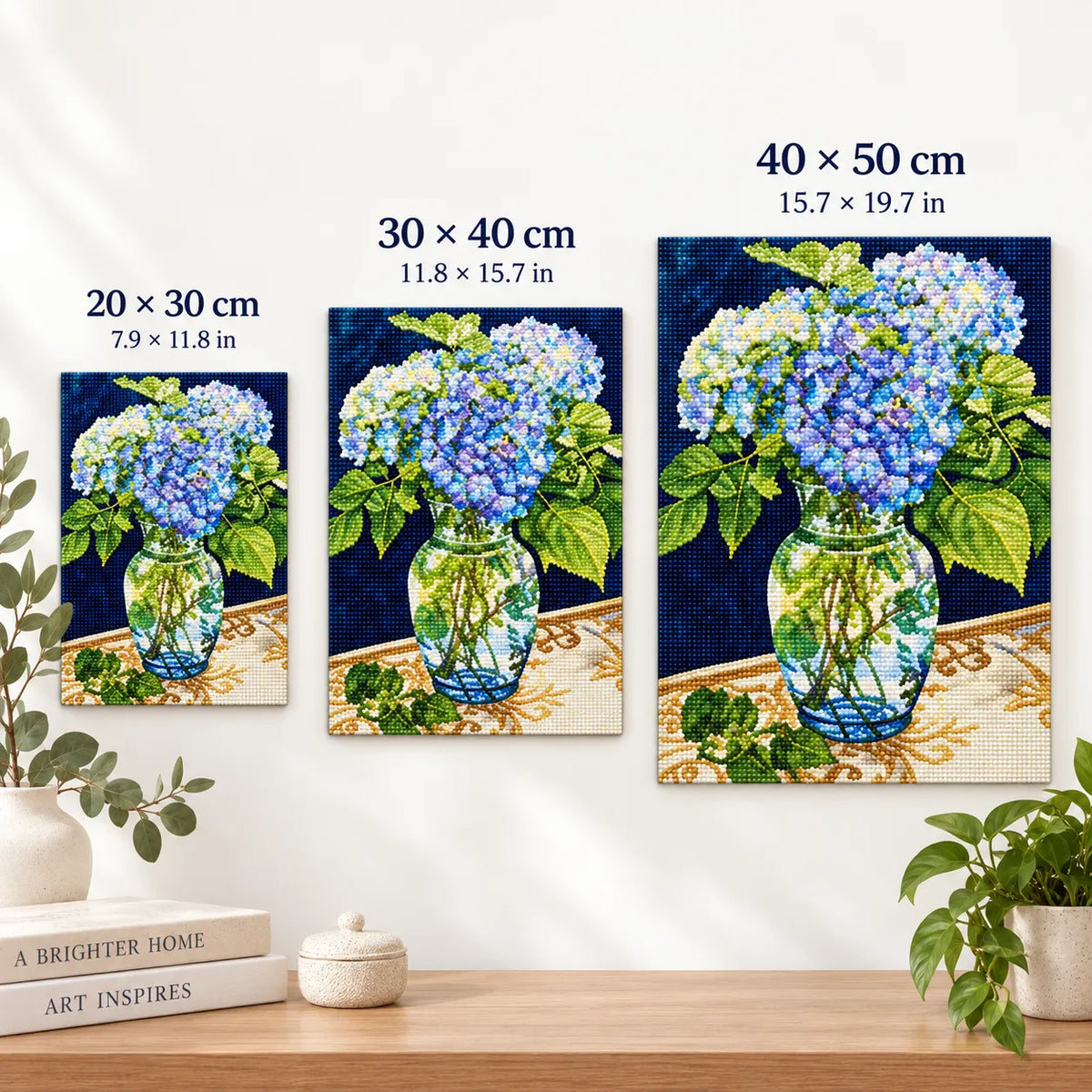Blue Hydrangea Flower Vase Diamond Painting Kit